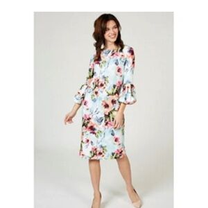 Ronni Nicole Balloon Sleeve Floral Print Sheath Dress Size 6